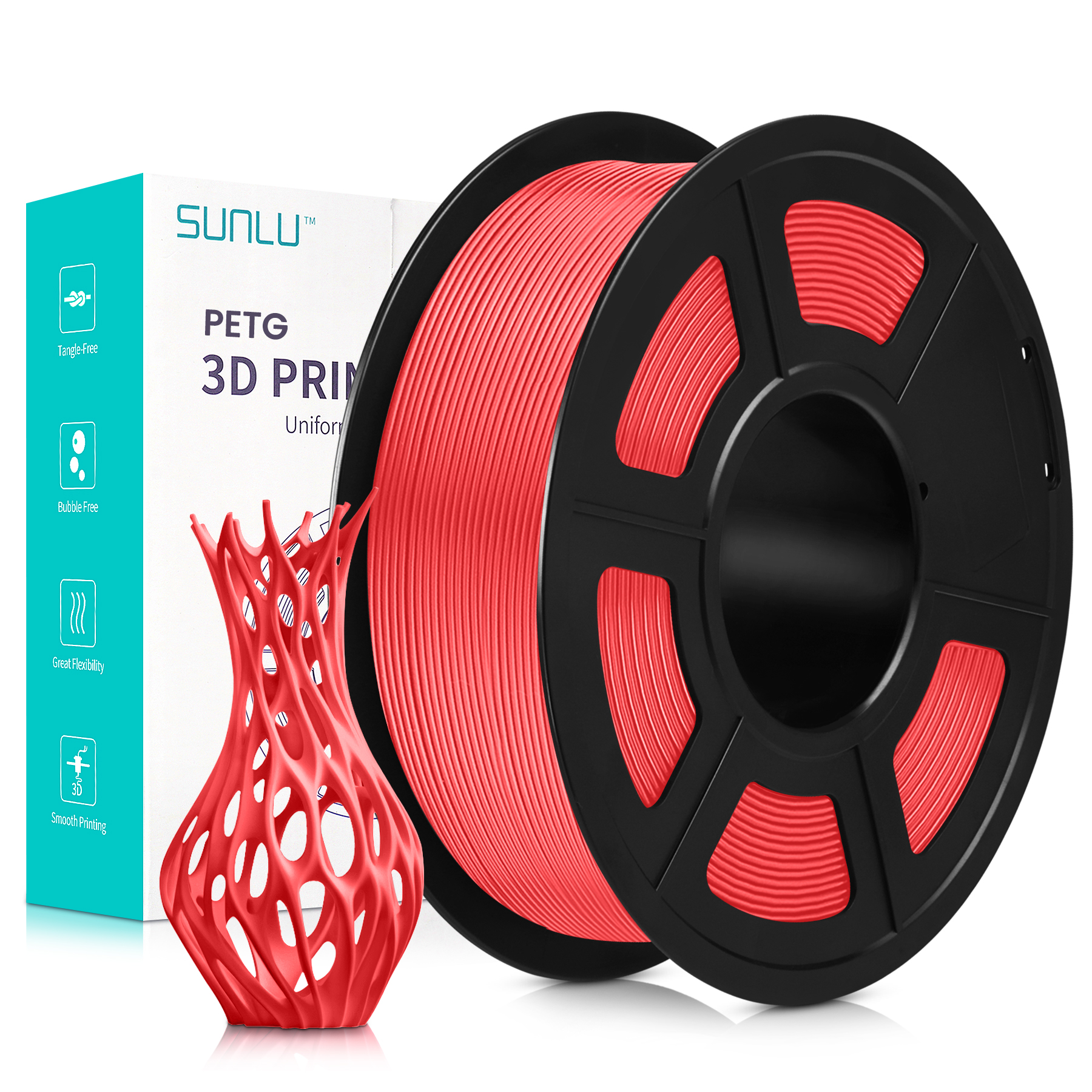 SUNLU PETG Rojo Cereza - 1,75mm / 1000g