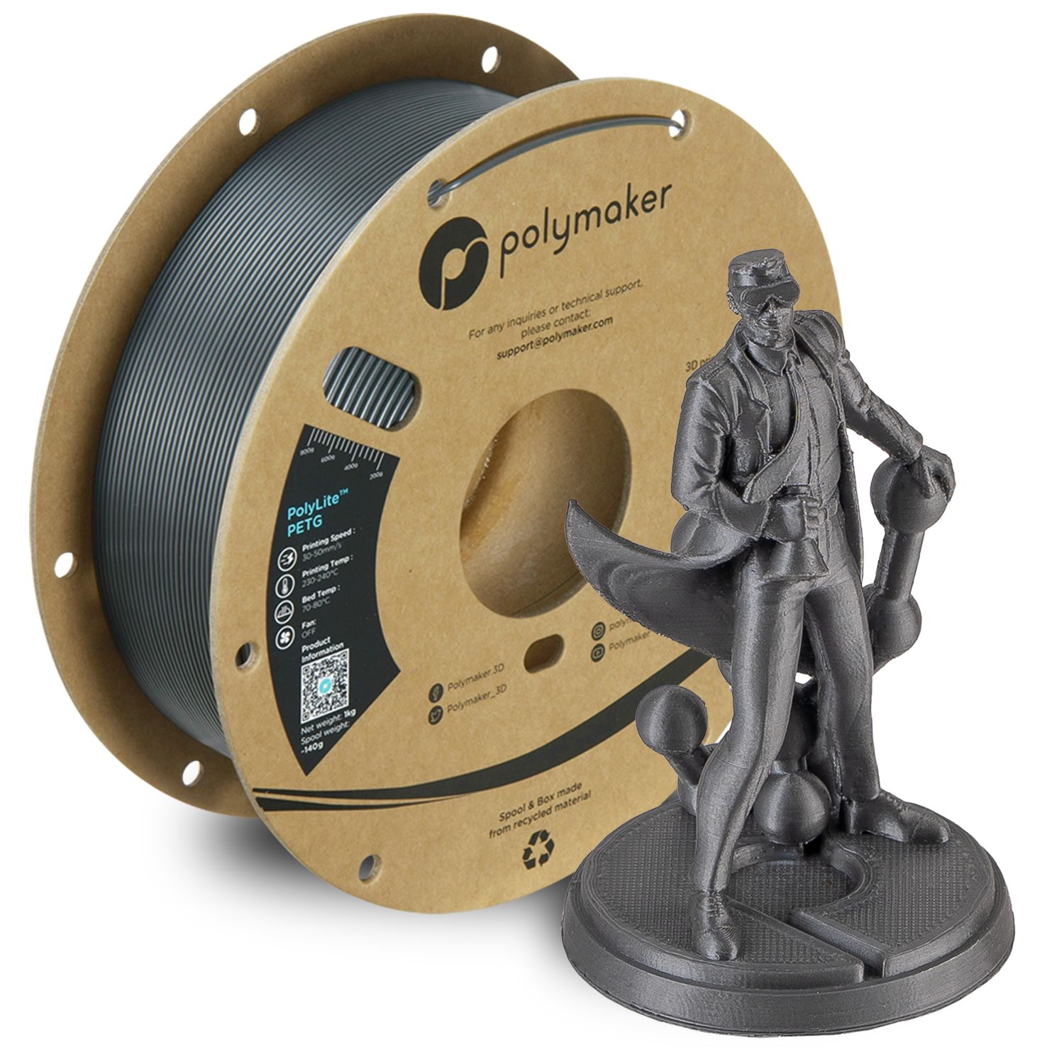 POLYLITE PETG PLATA 1,75mm / 1000g