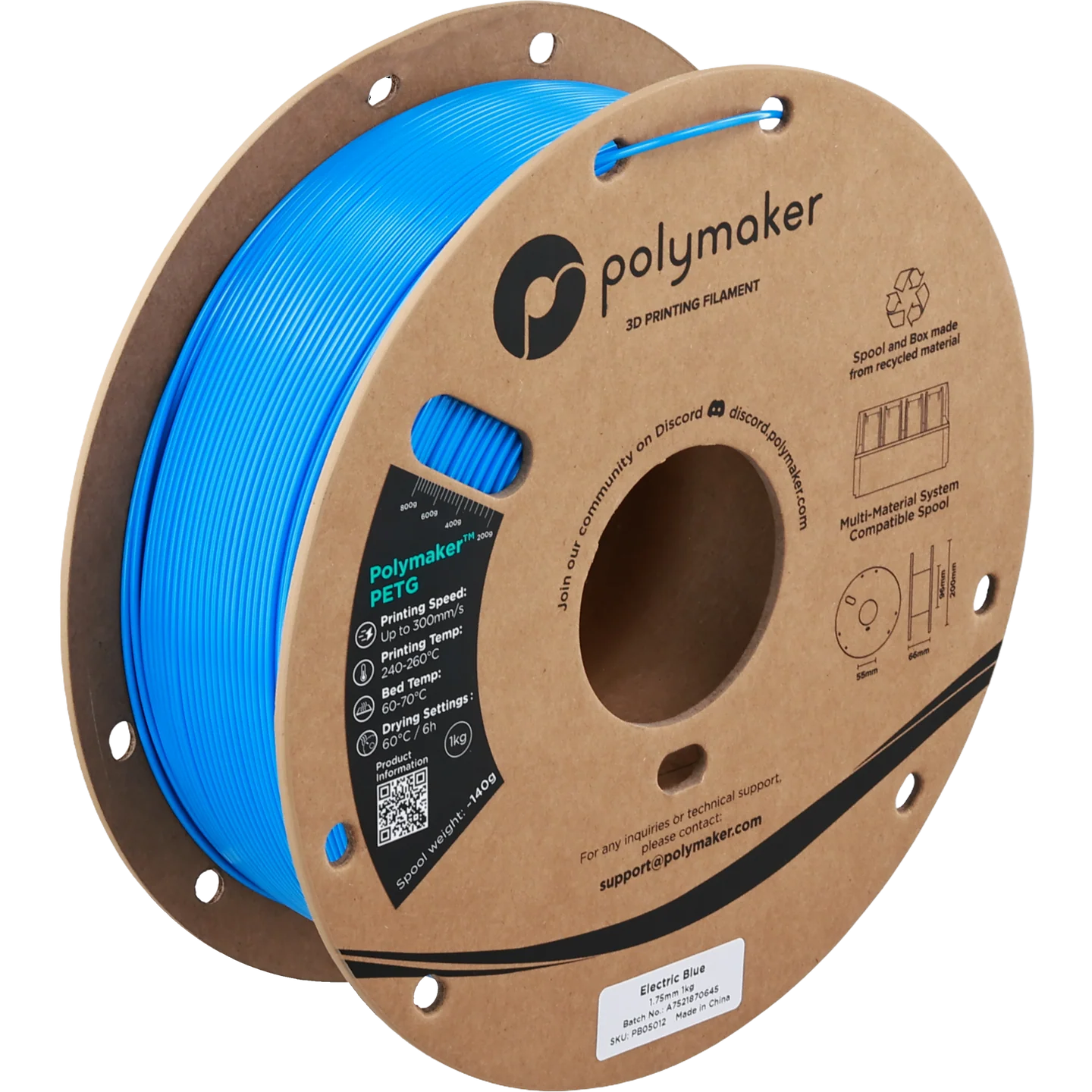 POLYMAKER PETG AZUL ELÉCTRICO 1,75mm / 1000g